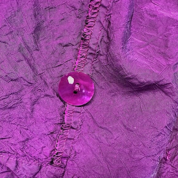 Eleven Stitch Design Silk Button Up Lightweight Jacket Size S Purple Lagenlook - Picture 6 of 13